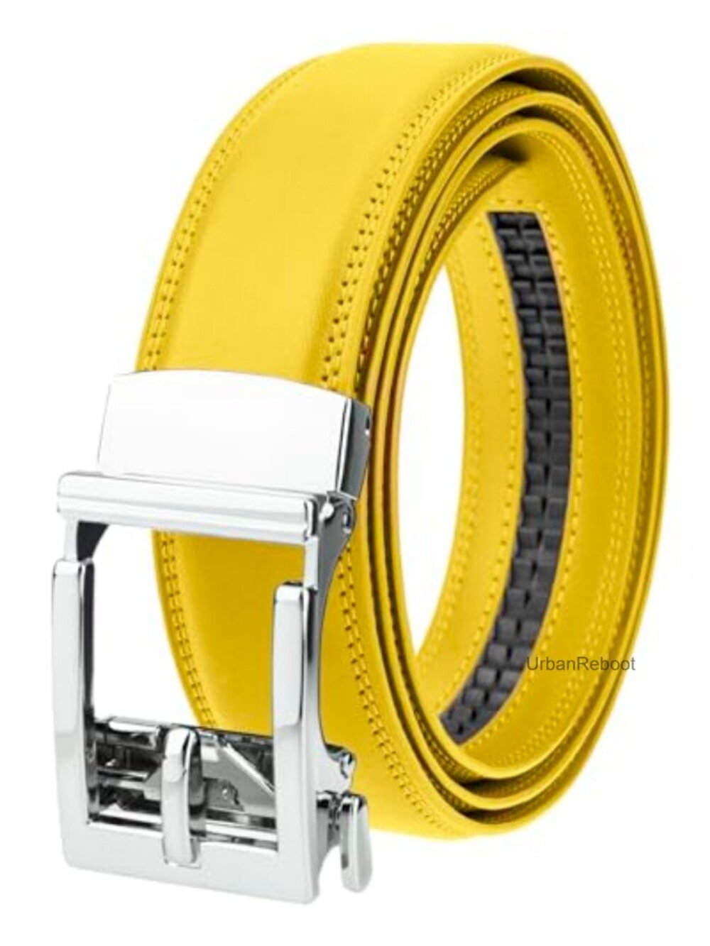Men's Ratchet Leather Belt Adjustable Trim to Fit Dress Belt